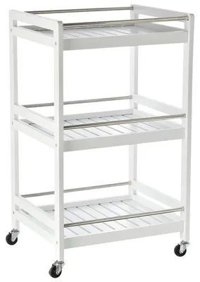 Immagine prodotto di Carrello da Cucina 45x38x78 cm 3 Ripiani in Legno Bianco