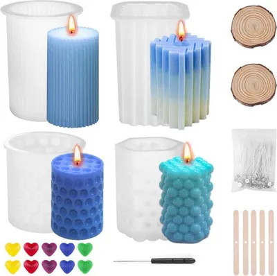 Image de SUPERSUN Moule en silicone 3D DIY Moulage de bougies Set avec 10 couleurs de cire pour bougies
