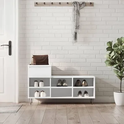 Image de vidaXL Étagère à chaussures blanche 102x36x60 cm Bois composite