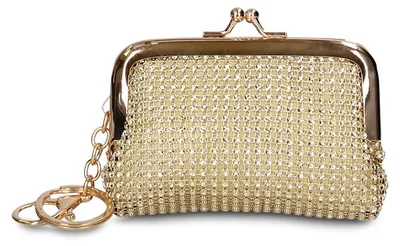 Immagine prodotto di Piccolo portafoglio da donna con chiusura a scatto e catena in oro rosa