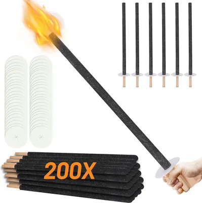 Produktbild von SWANEW Fackeln aus natürlichem Wachs - 200 Stück - Brennzeit ca. 90-100 min - Wachsfackel mit Handteller, für weihnachten ackelumzug, Fackelfeuer, Gartenfest, Lagerfeuer, Sommersonnenwende