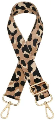 Produktbild von Anpassbare Schultergurte 75-130 cm - Tiger-Muster - 3,8 cm breit - Goldkappe - Kameel