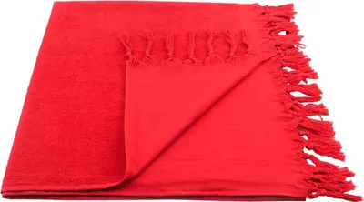 Zdjęcie produktu dla Ręcznik hamamowy z frotte z frędzlami, ok. 90 x 180 cm, czerwony