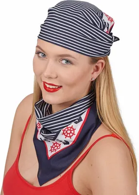 Produktbild von Matrosen Bandana - Marine Halstuch 55 x 55 cm - 414016 | Blau Weiß