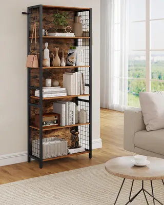 Obrázek produktu pro VASAGLE regál na knihy, kancelářský regál, kuchyňský regál, stojící regál se 6 policemi, 4 S-háčky, 30 x 60 x 175,6 cm, do kanceláře, obývacího pokoje, pracovny