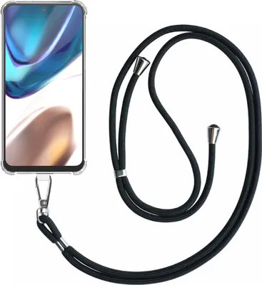 Immagine prodotto di Custodia per Motorola Moto G42 Trasparente antiurto con cavo telefonico universale staccabile - Custodia in silicone antiurto con cordino - Smartphonics