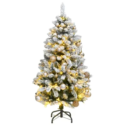 Zdjęcie produktu dla Sztuczna choinka na zawiasach, 150 lampek LED i bombki, 150 cm
