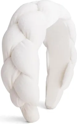 Immagine prodotto di DRESHOW Fascia di velluto intrecciata Donna Fascia vintage 94-bianco