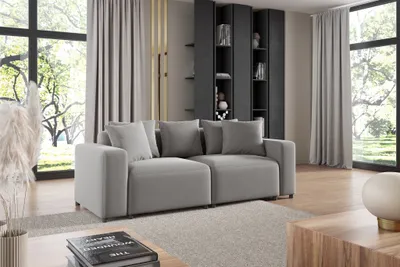 Produktbild von Sofa Designersofa MEGAN 2-Sitzer in Stoff Salvador Hellgrau