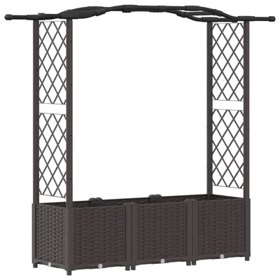 Obrázek produktu pro Zvýšený záhon vidaXL s mřížkou pro popínavé rostliny a stříškou, hnědý, 164 x 40 x 138 cm, PP