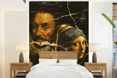 Produktbild von MuchoWow® Fototapete für Wohnzimmer oder Schlafzimmer Wandtapete Vinyl Motivtapete Kunst - Collage - Alte Meister - 160x220 cm - Bildschirmhintergrund