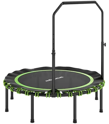 Imagen del producto de Trampolín de fitness con barra ajustable | Color: Verde y | Dimensiones: 122 x 122 x 109-129 cm
