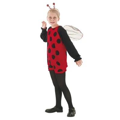Produktbild von Kinder Marienkäfer Kostüm (Jumpsuit mit Flügel & Haarreif) Größe: 110-122 (4-6 Jahre)
