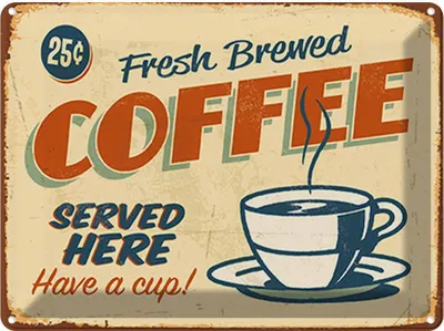 Produktbild von vianmo Blechschild 30x40 cm Retro fresh brewed Coffee Essen Trinken