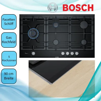 Obrázok produktu pre Bosch Series 8, PRS9A6B70D Plynová varná doska, 90 cm, sklokeramika, čierna