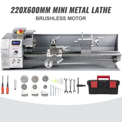 Zdjęcie produktu dla Mini tokarka do metalu VEVOR - 750 W, bezstopniowa regulacja prędkości od 50 do 3000 obr