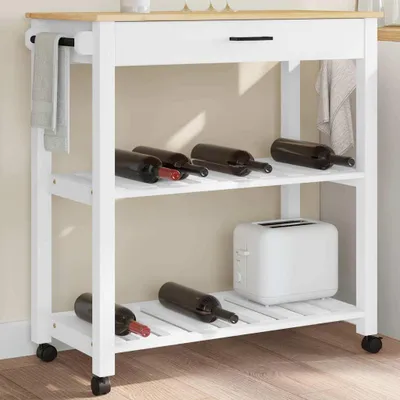 Obrázek produktu pro Kuchyňský vozík monza masivní borové dřevo Bílá / 84 x 40 x 90 cm