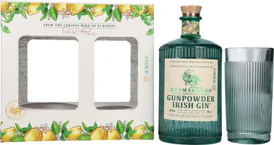 Produktbild von Drumshanbo Gunpowder Irish Gin with Sardinian Citrus 43% Vol. 0,7l in Geschenkbox mit Glas
