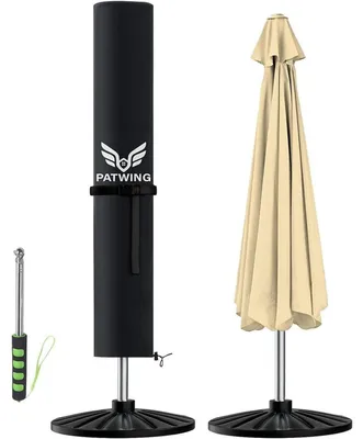 Image de Housse de protection pour parasol, dimensions 240x57 cm, couleur noire, tissu Oxford 600D, résistant aux intempéries, imperméable, protection UV, pour parasols de 2 à 4 mètres