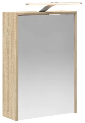 Image de Armoire de salle de bain avec miroir et porte vidaXL, chêne Sonoma, 43 x 16 x 62,5 cm
