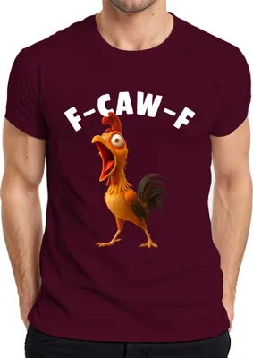 Produktbild von F-CAW-F lustiges Huhn Cartoon Hahn Bauernhof Geschenk Humor witz Herren T-Shirt, Burgundy, 3XL