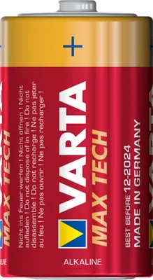 Produktbild von Varta MAX TECH D, Einwegbatterie, D, Alkali, 1,5 V, 2 Stück(e), 61,5 mm