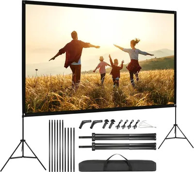 Obrázok produktu pre Projekčný plátno na statíve - 100 palcov, formát 16:9, HD 4K - uhol pohľadu 160 stupňov - polyester