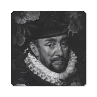 Produktbild von MuchoWow® Mauspad Mousepad Porträt von Wilhelm I. - Adriaen Thomasz - Schwarz und Weiß 30x30 cm - Mousepads - Maus Mat - Pad - Mausunterlage - Gaming