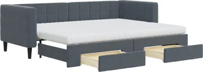 Zdjęcie produktu dla VidaXL 3196757, sofa rozkładana, Szary, Pianka, Metal, Poliester, Drewno, 2230 mm, 900 mm