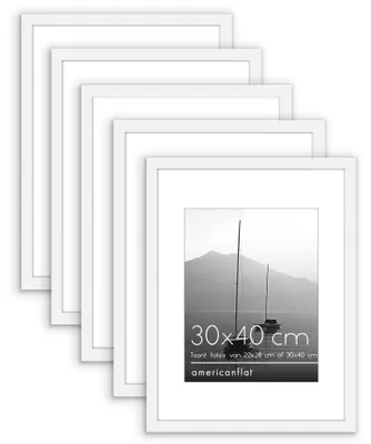 Fotorahmen 30x40 cm, 5er-Set, Weiß, mit Passepartout