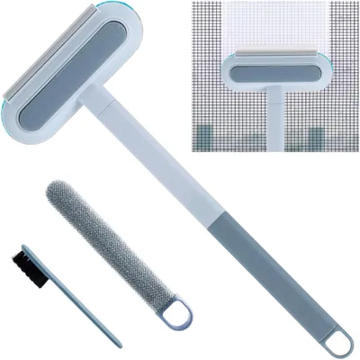 Image de Brosse de nettoyage en maille 2 en 1 avec grattoir, dimensions : 18 x 6 x 44 cm