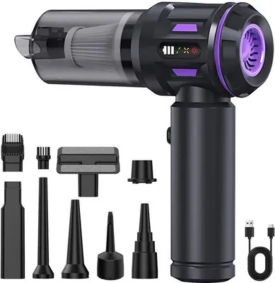 Zdjęcie produktu dla Przenośny odkurzacz o mocy 18000 Pa z 3 trybami pracy, funkcją dmuchawy i zasilaniem USB-C, idealny do domu, samochodu, kuchni i użytku podczas wypraw