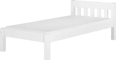 Produktbild von Futonbett Einzelbett 100x200 Massivholzbett Kiefer weiß Bettrahmen Zubehör wählbar V-60.38-10WFederleisten und Matratze