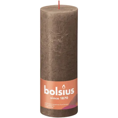 Produktbild von Bolsius Rustik Stumpenkerze wildleder braun, Höhe: 19 cm, Ø 6,8 cm