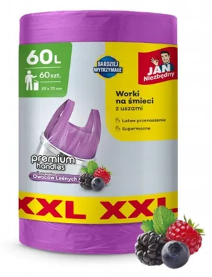 Obrázok produktu pre Jan Niezbędny 60L vrecia na odpadky s uchami, 60 kusov