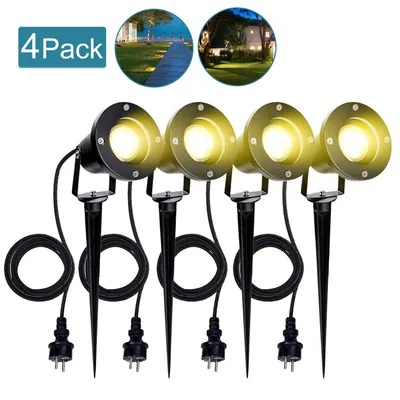 Produktbild von Jiubiaz 4X Gartenstrahler 4W LED Gartenleuchte mit Erdspieß Rasen Licht Warmweiß Wasserdicht IP65 für Außenbereich Garten Teich Landschaft