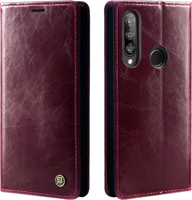 Produktbild von Handyhülle für Huawei P30 Lite Kunstleder Flip Cover Hülle RFID Schutz Case Kartenfach Farbe: Weinrot