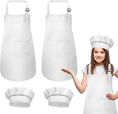 Produktbild von Famanu Kinderschürzen-Set für kreative Kochabenteuer - 2 Schürzen und 2 Kochmützen