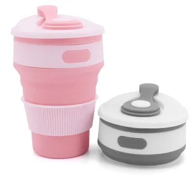 Image de Lot de 2 gobelets pliables en silicone, idéaux pour les voyages et le camping