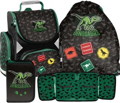 Immagine prodotto di Zaino scolastico DINOSAURIER ergonomico, set da 3 pezzi, zaino DINO