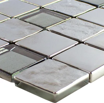 Produktbild von Glasmosaik Fliesen Midland Silber