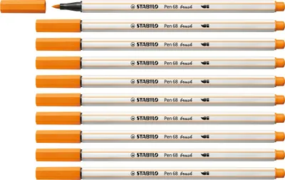 Produktbild von Premium-Filzstift mit Pinselspitze für variable Strichstärken - STABILO Pen 68 brush - 10er Pack - orange
