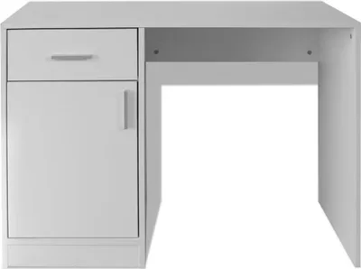 A clean product shot of a white desk.
