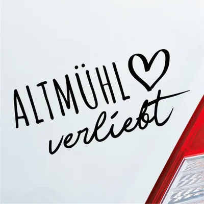 Produktbild von Auto Aufkleber Altmühl verliebt Herz Fluss Wasser Water Liebe Car 19x9 cm Schwarz Glanz Sticker Heckscheibenaufkleber