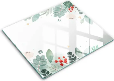 Zdjęcie produktu dla Deska kuchenna – 60 cm x 52 cm - Szklana deska do krojenia - Szkło hartowane – Antypoślizgowa - Akwarele Liście