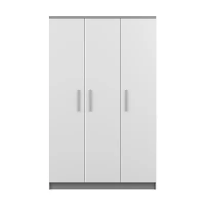 Image de Armoire à portes battantes Armoire OMEGA 19, 120cm, gris/blanc, poignées couleur alu