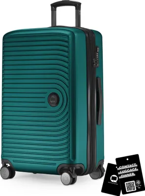 Produktbild von Mitte - mittelgroßer Koffer + digitaler Namensschild, erweiterbarer Reisekoffer Check-In Gepäck Rollkoffer 90L Gurtmaß 158 cm Doppelrollen Trolley TSA,Türkis