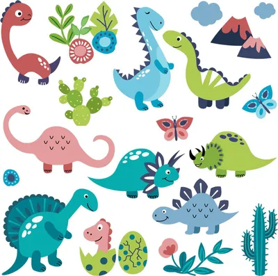 Obrázok produktu pre Dinosaury A Rastliny – Nálepka na stenu – Detské nástenné obrázky – Dekorácia do detskej izby – Dekorácia izby – Tetovanie na stenu – 60x108 cm