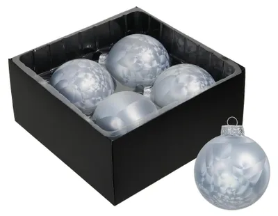 Produktbild von 4 Weihnachtskugeln Glas 80mm ice Christbaumkugel Baumschmuck Weihnachten