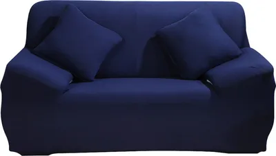 Produktbild von ele ELEOPTION Sofahusse Stretchhusse Sofabezug Polyester Rippstrick (Marineblau, 2 Sitzer für Sofalänge 140-185cm)